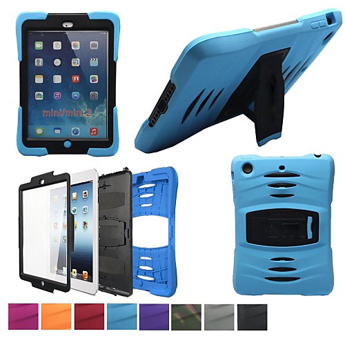 Hybrid Armor Series Shockproof Silicone Protective Case Cover with Kickstand for iPad Mini Retina/Mini(Assorted Color)