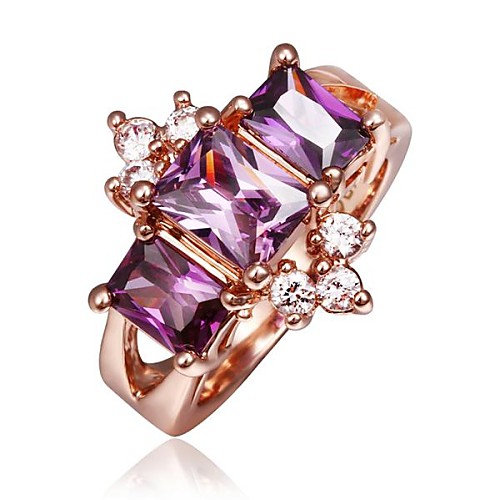 Fashion Women Purple and Rose Gold Zircon Fashion Rings(Purple and Rose Gold)(1Pcs)