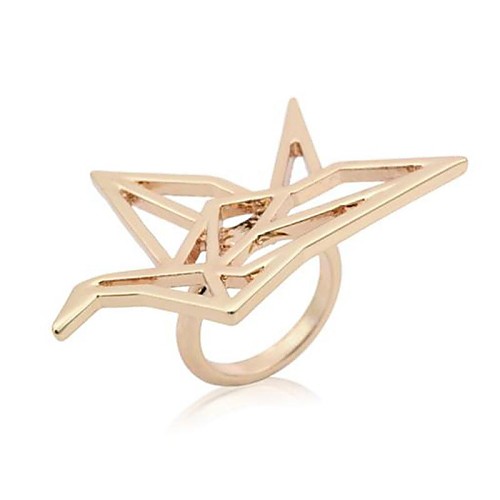 Punk Fashion Alloy Origami Crane Shape Statement Rings(Golden,Silver,Black)(1pc)