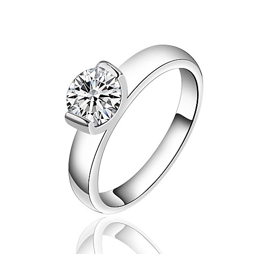 Fashion Crown Design Women (Zircon Inlaid) White Silver-Plated Women Rings (White) (1 Pc)