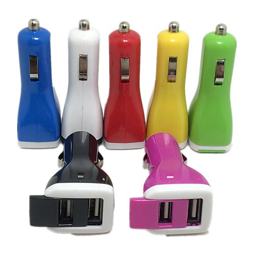 Dual Port Car Charger USB Adapter 2.1A/1A for iPad iPhone 4/4s/5/5s/5c(Assorted Color)