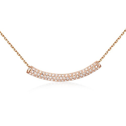 прекрасный 18k розового золота четкую кристалл Австрия моделируется алмазов цилиндр кулон ожерелье