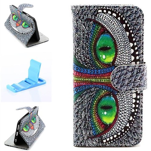 Green Eyes Pattern PU Leather Full Body Cover with Stand for iPhone 6