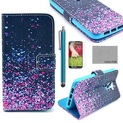 COCO FUN Night Glowworm Pattern PU Leather Full Body Case with Screen Protector, Stylus and Stand for LG G2