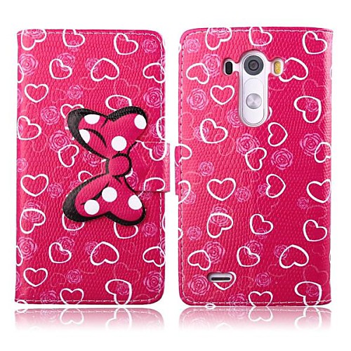 Love Pattern Bowknot Design PU Leather Full Body Cover with Card Slot for LG G3