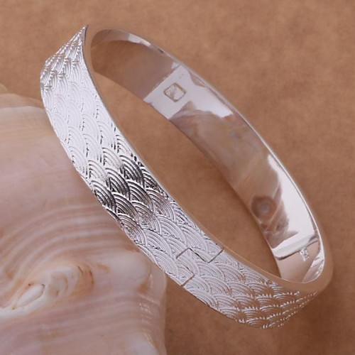 New Fashion Jewelry Women's 925 Sterling Silver Plated Charm Bangle BB-088