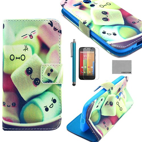 COCO FUN Smile Sweet Pattern PU Leather Full Body Case with Screen Protector and Stylus for Motorala Moto G