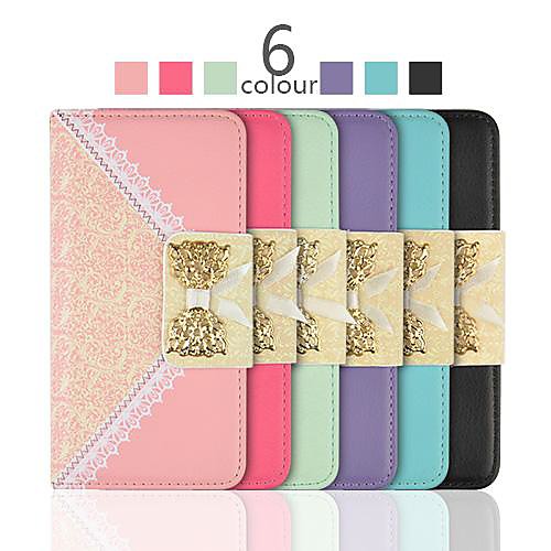 Angibabe Lace Pattern Butterfly Bow PU Leather Case with Card Slot iPhone 6 Case 4.7 inch