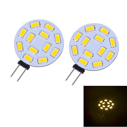 jmt237 g4 1,7 Вт 12x5730smd 460lm 3000k теплый белый свет привел би-контактный лампы (DC 12V) 2 шт