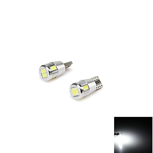 T10 3W 350lm 6000k 6-SMD 5730 LED белый свет автомобиля Ширина лампы / фонарь освещения номерного знака / двери лампа (12-16В / 2 шт)