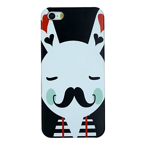 The Rabbit with Black Mustache on Black Pattern PC Hard Back Cover Case for iPhone 5/5S