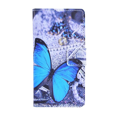 Blue Butterfly Pattern PU Leather Case with Stand and Card Slot for Sony Z3 Compact