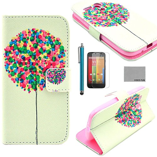 COCO FUN Balloon Tree Pattern PU Leather Full Body Case with Screen Protector and Stylus for Motorala Moto G