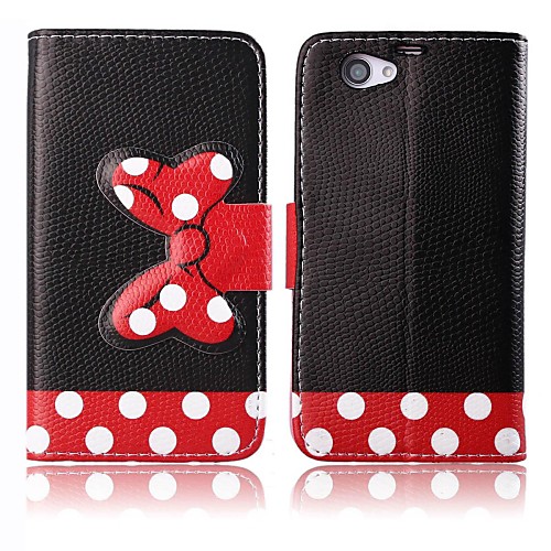 Red Bowknot Pattern PU Leather with Stand Case Cover for Sony Xperia Z1 mini Compact D5503