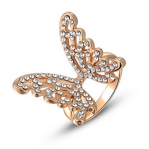 Classic Rose Gold Giant Butterfly Alloy Statement Rings(1 Pc)