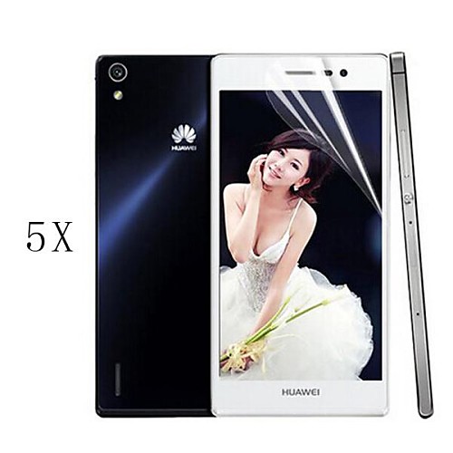 [5-Pack]Professional High Transparency LCD Crystal Clear Screen Protector with Cleaning Cloth for Huawei Ascend P7