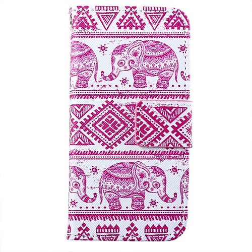 Pink Elephant Pattern PU Leather Full Body Case for iPhone 5/5S