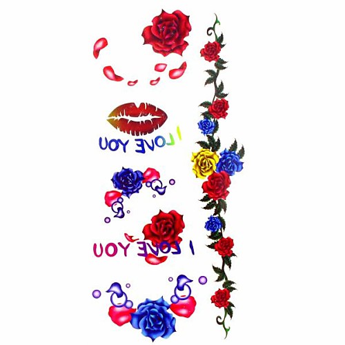 1pc Sexy Lips Rose Waterproof Tattoo Sample Mold Temporary Tattoos Sticker for Body Art(18.5cm8.5cm)