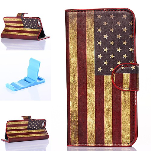 America Pattern PU Leather Full Body Cover with Stand for iPhone 6