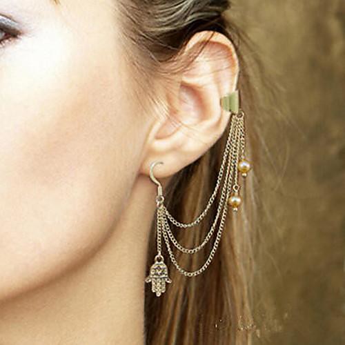 [Xmassale] shixin имитация перлы кисточки сплава серьги падения уха манжеты (серебро) (1 шт)