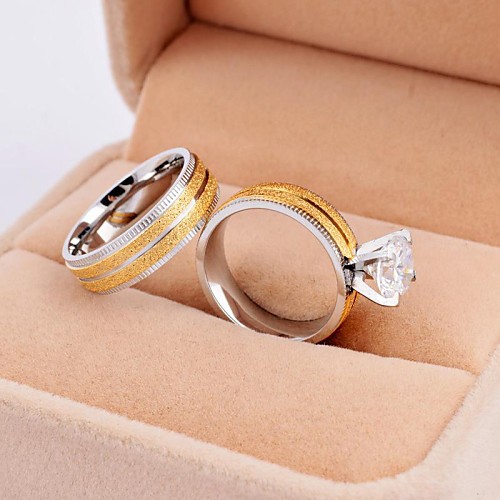 Sweet Lover Gold High Quality Scrub Titanium Steel Wedding Couple Rings