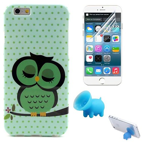 Owls Sleep Design TPU Soft Case with Stand and Protective Film for iPhone 6