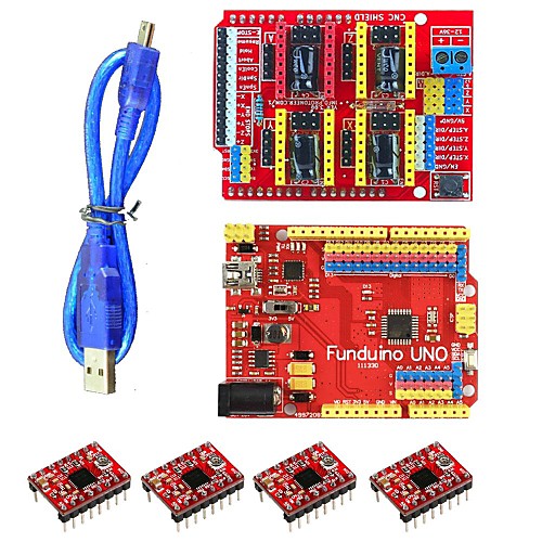 FUNDUINO 3DV3 CNC Shield V3  UNO  Reprap Stepper Drivers Set for Arduino - Red