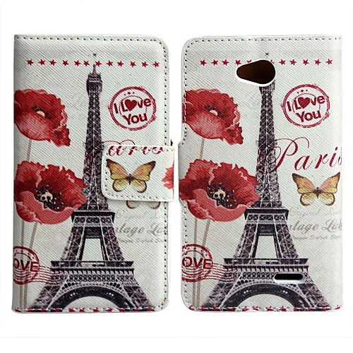 Flower with Tower Pattern  PU Leather Full Body Case for LG L90