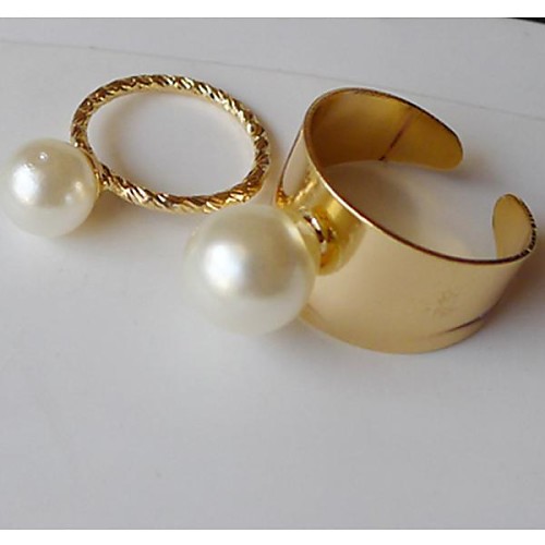 (2PC) Exaggerated Pearl Ring