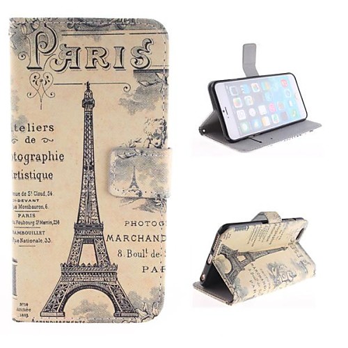 The Eiffel Tower Design PU Leather Case with Card Slot and Stand for iPhone 6