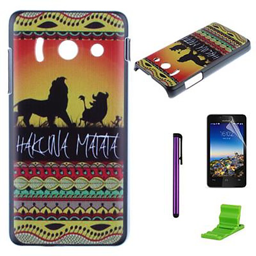 Hakuna Matata on Sunset Lion King Pattern PC Hard Case with Screen Protector,Stylus and Stand for Huawei Y300