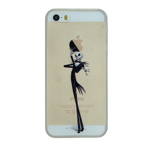 The Skeleton Gentleman Wearing Hat Pattern PC Hard Transparent Back Cover Case for iPhone 5/5S