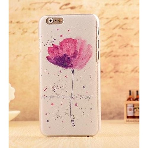 Purple Sketch Flower Style Plastic Hard Back Cover for iPhone 6