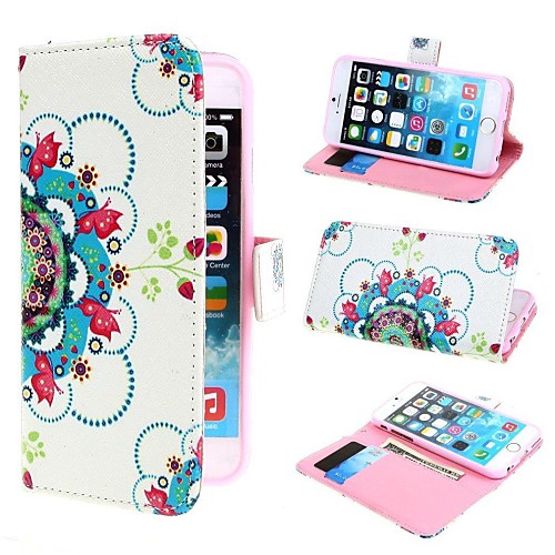 Beautiful Flowers PU Leather Case with Stand and Card Slot for iPhone 6