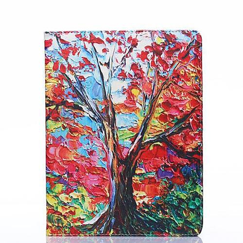 Maple Tree Oil Painting Style PU Leather Full Body Case with Stand and Card Slot for iPad 2/3/4