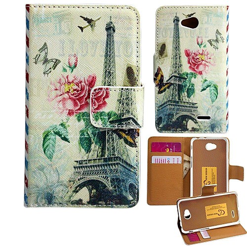 Classical Eiffel Tower Pattern PU Leather Full Body Case for LG L90