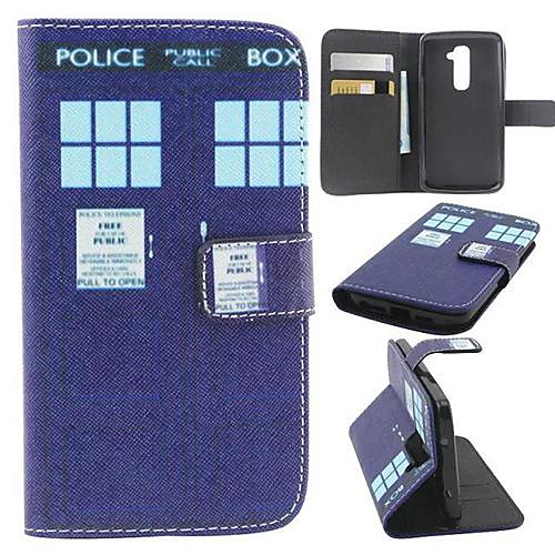 Public Phone Booth Pattern PU Leather Full Body Case with Card Slot, Stand and Strap for LG G2