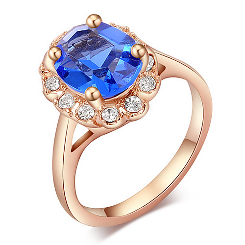 ROXI Classic Blue Gem Rose Gold Plated Austrian Crystals Band Ring(1 Pc)