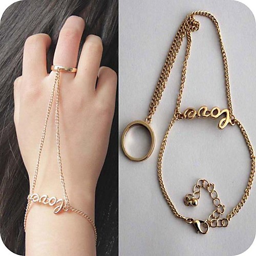 Fashion Gold LOVE cutout Ring Bracelet Fashion Jewelry for Women bracelets & bangles