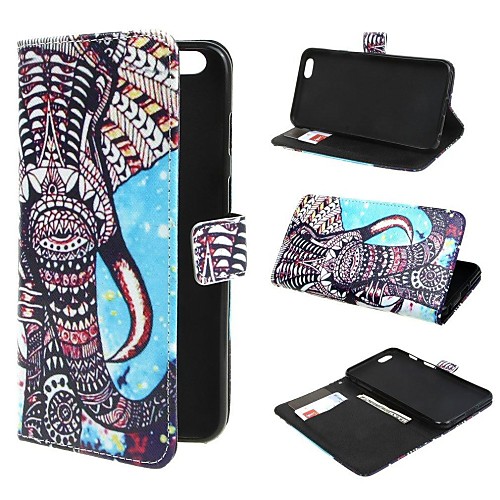 Elephant Desigh Wallet PU Leather Case with Stand and Card Slot for iPhone 5/5S