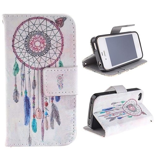 Windbell Design PU Leather Case with Card Slot and Stand for iPhone 4s