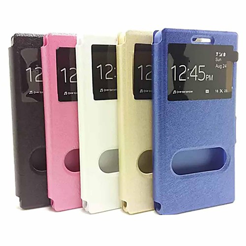 Silk Pattern PU Leather with Display Window Protective Cover Case for Huawei P7 mini (Assorted Colors)