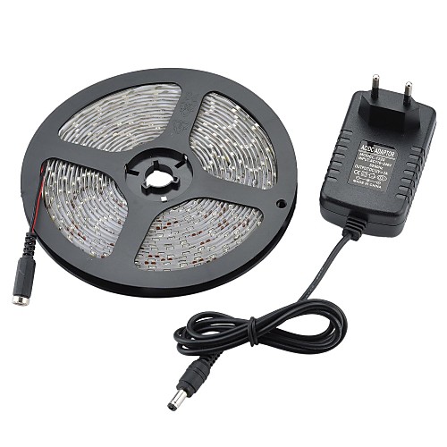 водонепроницаемый 5м 24w 1200м 300x3528 SMD холодный белый свет свет водить прокладки  ЕС 2а адаптер (DC 12V)