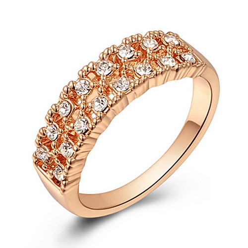 Fashion Austria Crystal Double Row of Zircon Gold Plate Alloy Statement Rings(1 Pc)