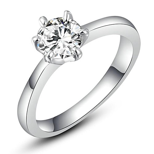 0.5CT 6 Prongs Hearts & Arrows Ideal Cut Swiss Cubic Zirconia Diamond Halo Engagement Ring