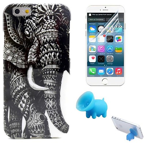 Elephant Pattern TPU Soft Case with Stand and Protective Film for iPhone 6