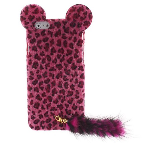 Trendy Leopard Print Flocking Hard Case with Fluffy Tail and Cute Mouse Ears for iPhone 6 (Assorted Colors)