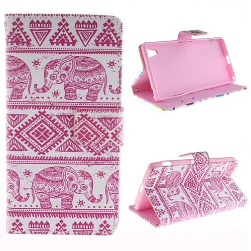 The Elephant Design Restoring Ancient Ways PU Full Body Case with Card Slot for Sony Sony Sony Z2 Compact