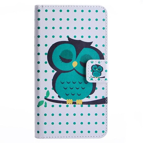 Sleeping Owl Pattern PU Leather Case with Stand and Card Slot for HTC Desire 510