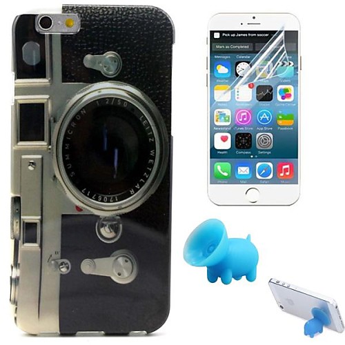 Retro Camera Pattern TPU Soft Case with Stand and Protective Film for iPhone 6